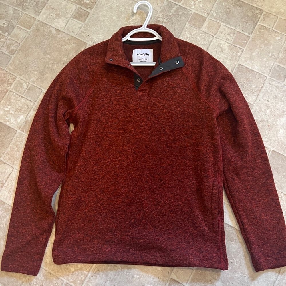Sonoma orange button pullover mens size medium  